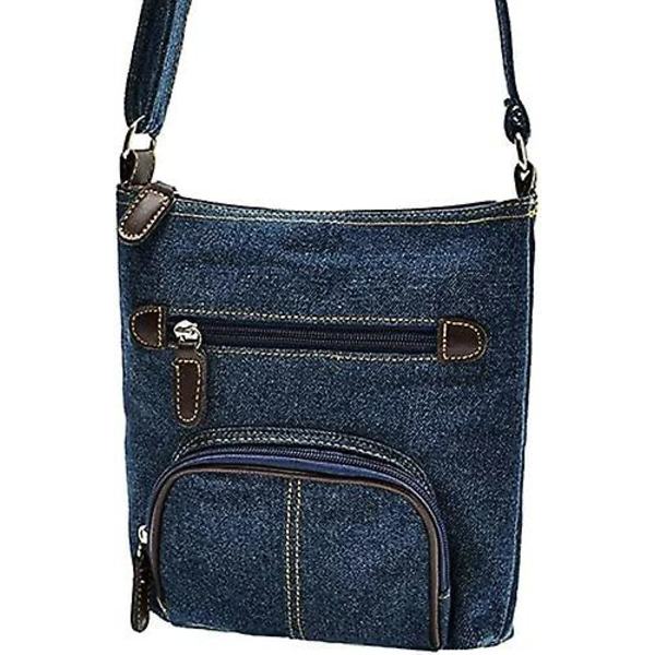 Kvinnor Casual Axel Denim Väska Justerbar Axelrem Flera Ficka Blå Acsergery Present