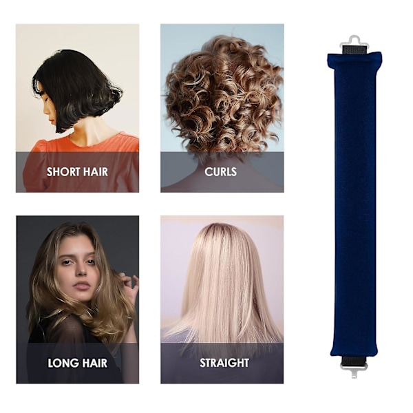 SBSGV 3-pack Värmefria Lockar Hårcurlers, Flexibla Satin Värmefria Långa Hårrullear, Mjuka DIY Våghårrullear Stylingverktyg för Långt Medellångt Hårlås Navy Blue