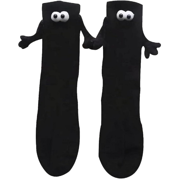 Par som håller händerna strumpor magnetisk sugning 3d docka par strumpor, par håller händerna Roliga strumpor Black 1