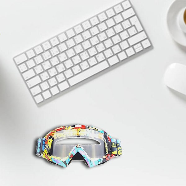 Biking Motocross Goggle Böjbar Antireflekterande Spongig Kudde Skidglasögon Yellow red and blue frame