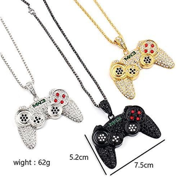 Halsband Färgglada Kristall Spelkontroll Halsband Punk Hip Hop Vänskap Halsband Spelkonsol Halsband För Son/barnbarn Bästa Vänner Black