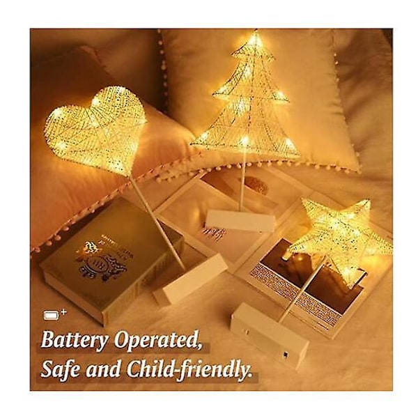 LED Stjerne Rattan Hul Form Bordlampe Juledekoration size4