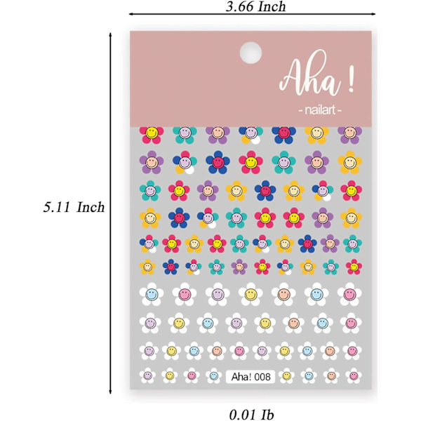 Solrosnageldekaler - Färgglada Solrosnageldekaler 3D Självhäftande DIY Design Trendig Glamour Dekoration (2 Ark)