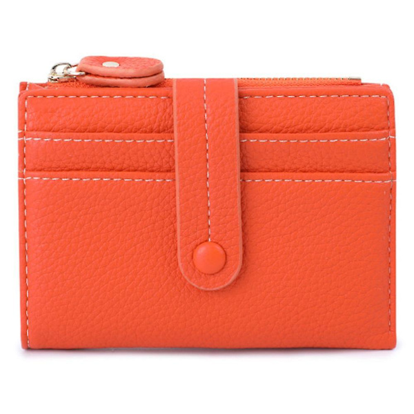 Litchi Textur RFID-blockerande dragkedja ficka kort plånbok kvinnor PU läder kort kontanter hållare plånbok Orange