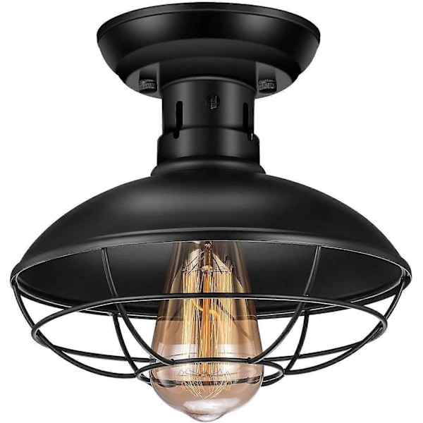 Set med 2 halvinkastade metalltaklampor typ E27 LED retro antik industriell veranda badrum trappa sovrum kök (A) A