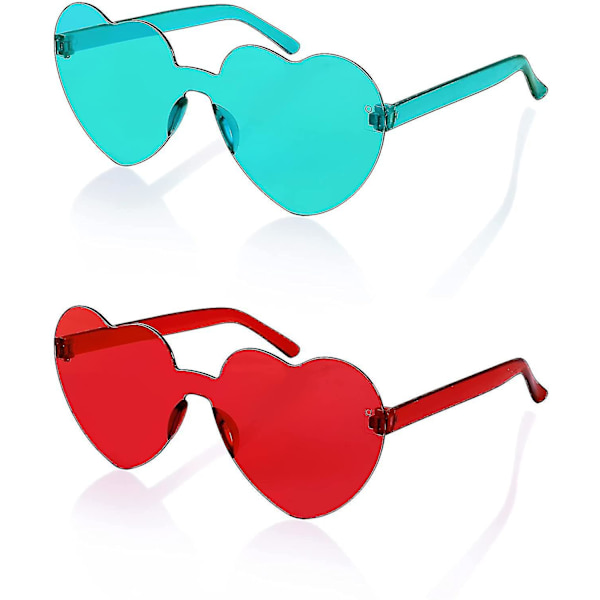 2 Pak Rimløse Hjerteformede Solbriller Kvinder Ét Stykke Transparent Trendy Kærlighed style7