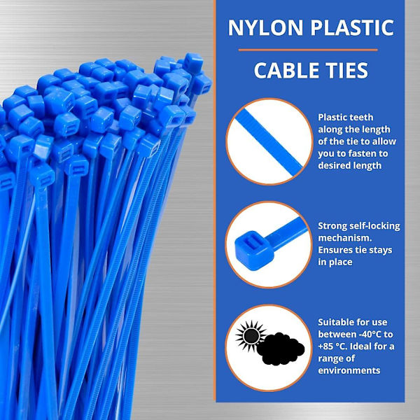 Små Lilla Kabelbinder, 100mm X 2.5mm, Bulkpakke Med 1000, 4\" Premium Nylon Blue 100mmx2.5mm
