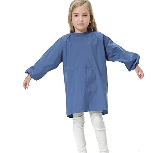 Barnkonst Smockar Barn Vattentäta Konstnärsmålningsförkläden Med Lång Ärm Långärmad Småbarnsförkläde Dark Blue M