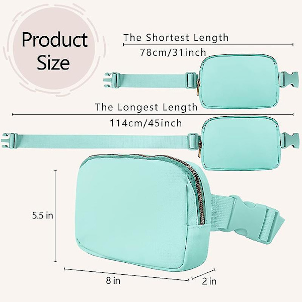 Snygg midjeväska i nylon för män och kvinnor, vattentät, sportig, casual crossbody-väska Mint Green