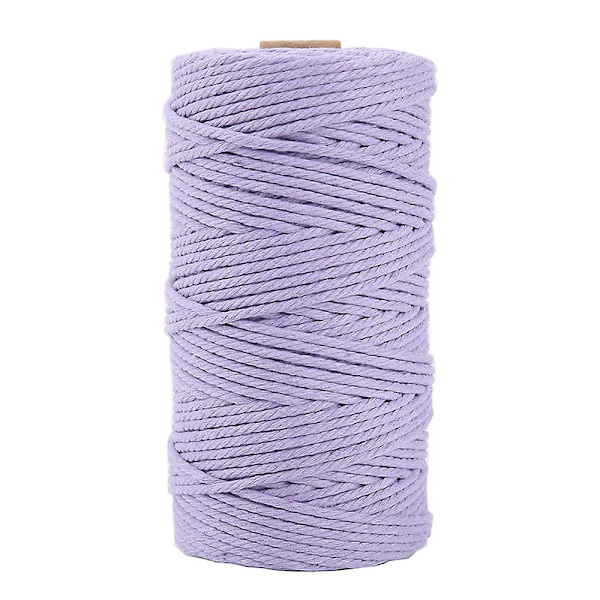 4mm*109 yards Snor, Bomuldssnor Farvet Enkeltrådet Snoet Snor Til DIY Håndværk Vægophæng, Planteophæng lilac colour
