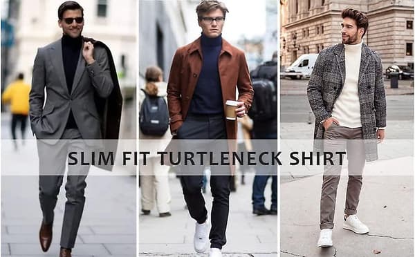 Miesten poolokaulusneule, slim fit, pitkähihainen