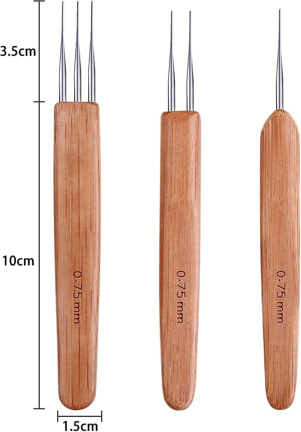 3 Pakning Bambus Dreadlock Kroker 0.75mm Dreadlocks Kroker