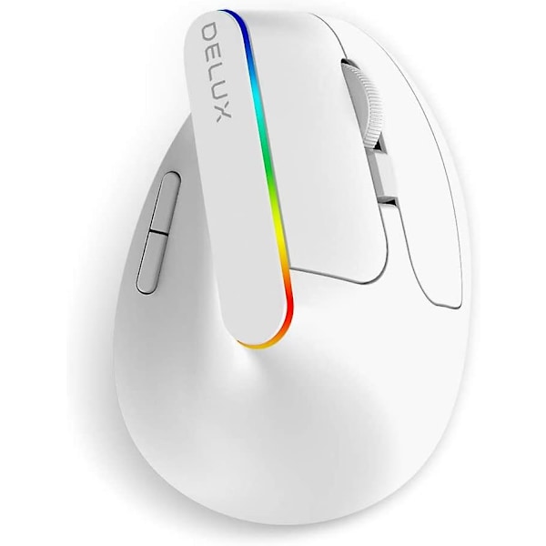 Ergonomisk Vertikal Trådlös Mus för Delux M618c, 2.4ghz 6 Knappar 1600dpi Optisk Bärbar Datormus (vit)