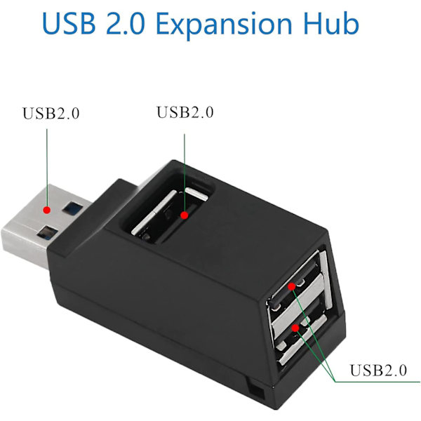 1x USB 2.0-hubb för PC USB-splitteradapter kompatibel med Windows, Mac, Linux