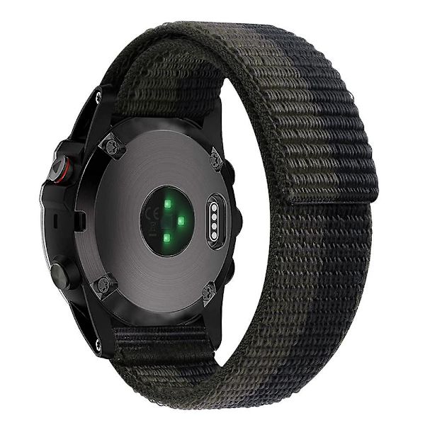 För Garmin Tactix 7 Pro/Fenix 7X/Fenix 6X Pro 26mm Sömnad Klockarmband Justerbar Nylon Loop Black Grey
