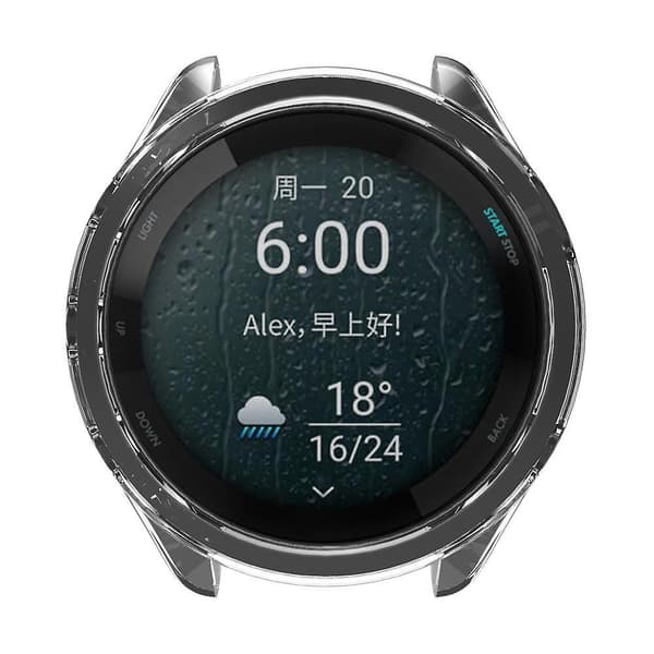 För Garmin Forerunner 265S TPU-klockfodral ihålig anti-scratch klockram Transparent Blue