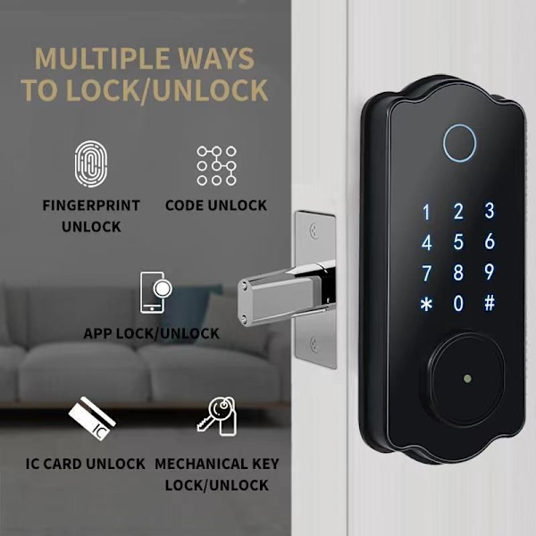 Automatisk fingeraftrykslås WiFiTTLOCK Bluetooth kombinationslås elektronisk trædørslås