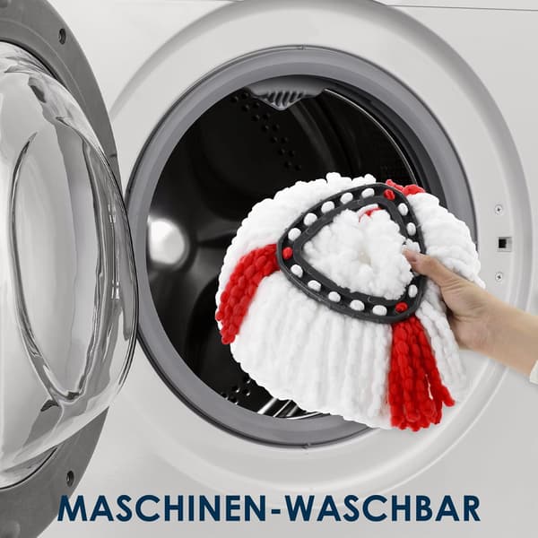 (4-pakning) Moppehoder kompatible med Vileda 2-i-1 Turbo Mopp Erstatningshode, Mikrofiber, Rød, Hvit