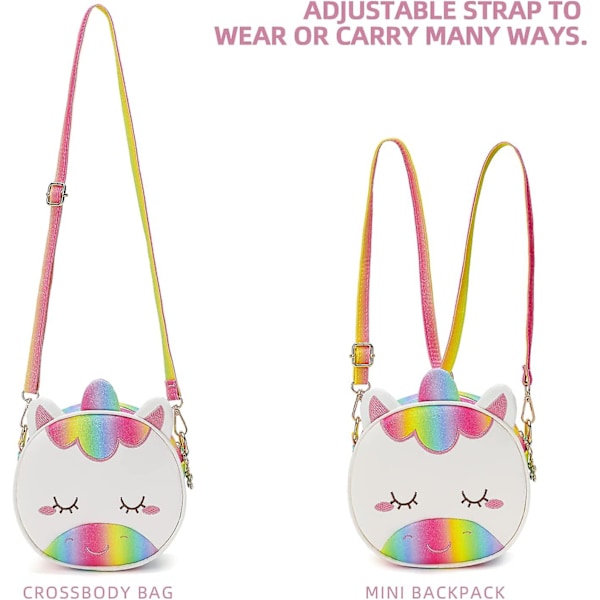 Liten flicka crossbody väska Toddler plånbok väska läder baby ryggsäck för barn flickor (röd grön regnbåge)