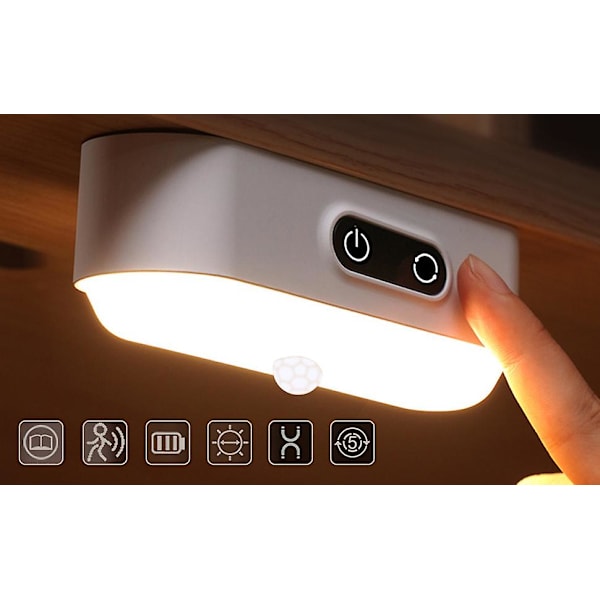 Magnetisk LED-skrivbordslampa - Beröringsinduktion med 5 lägen, justerbar ljusstyrka och färg - Trådlös uppladdningsbar nattlampa för läsning, arbete, säng