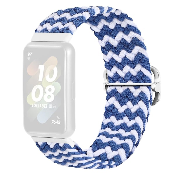 Flätat watch för Huawei Band 7, utbytesarmband med justerbart spänne Blue White