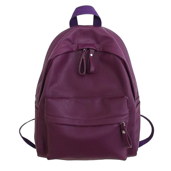 Mode ryggsäck högkvalitativt PU-läder ryggsäck för kvinnor för tonårsflickor Skolaxelväska Bagpack Mochila Ryggsäck Flerfärgad Valfri Purple