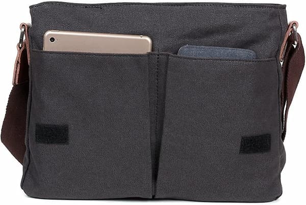 Herre Canvas Messenger Skuldertaske. Acsergery (sort) Gave
