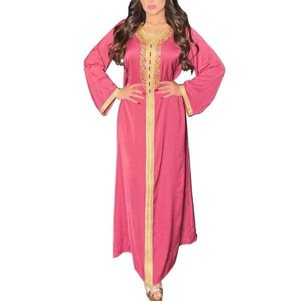 Eid Abaya turkiska islamiska kläder för kvinnor Pink S