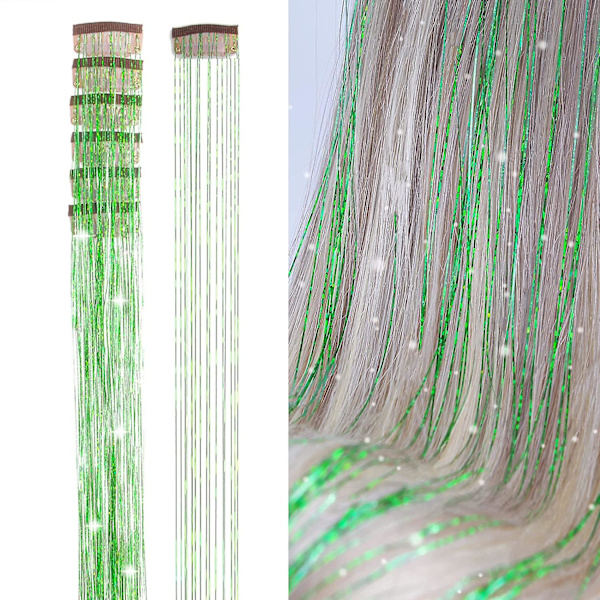Skinnende tråder glitter hårglitter kit gull silke hår glitter streng extensions tilbehør for kvinner hodeplagg 6pc-lvse 24inches