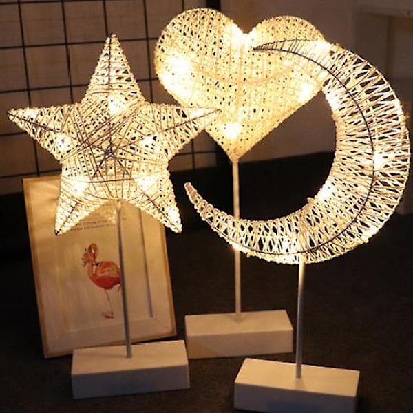 LED Stjerne Rattan Hul Form Bordlampe Juledekoration size7