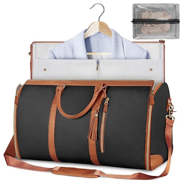 2024 Reiseklespose, Stor PU Draktdraktpose med Skopose, Multifunksjonell Duffelbag for Reise, Strand eller Camping -GSLA black