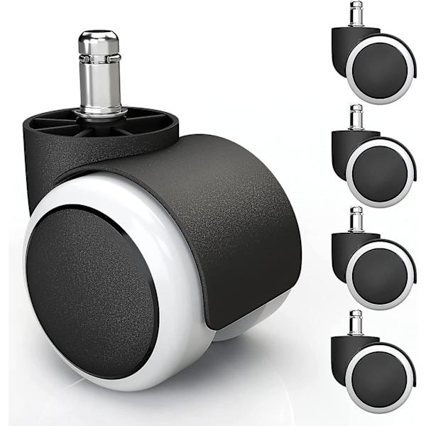 5x Hjul til hårde gulve med lydløs og ridsefri PVC-belægning - Universalhjul (11x22 mm, hvid)
