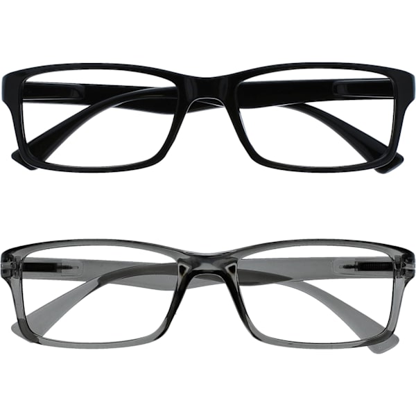 The Reading Glasses Company 2-pack Läsbrillor Svart Grå Designer Stil Herr Dam RR92-17 +2.50 200 degrees