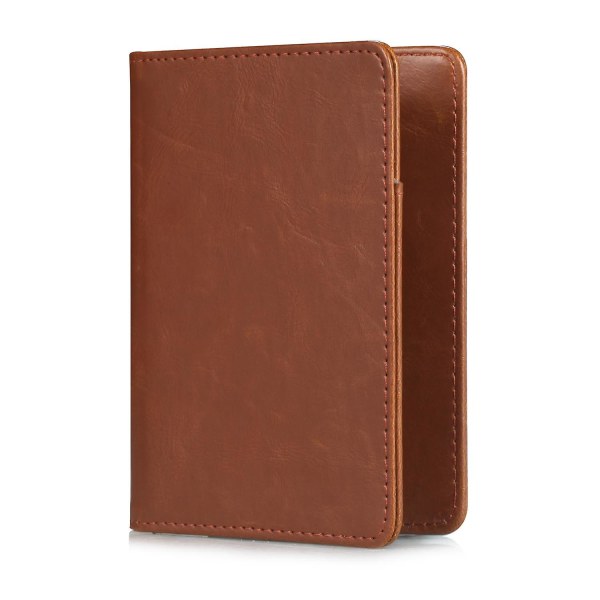 Multifunktionell PU-läder Bi-fold plånboksfodral Passfodral Brown