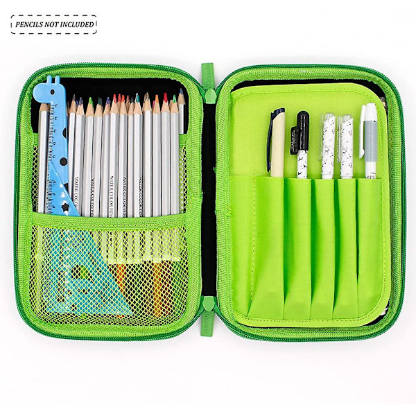 Grönt stort pennfodral för pojkar med fack Hardtop Kids Pen Bag