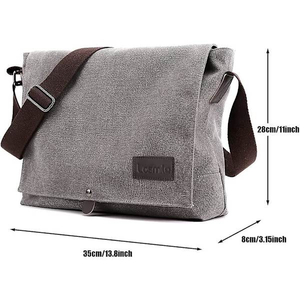 Herre Skuldertaske, simpel Canvas Messenger Taske Herre Skoletaske. Acsergery (sort) Gave