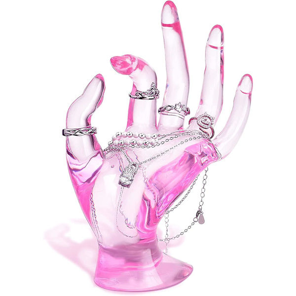 Hånd Ok Gest Ring Display Stativ, Håndkjede Display Stativ Pink
