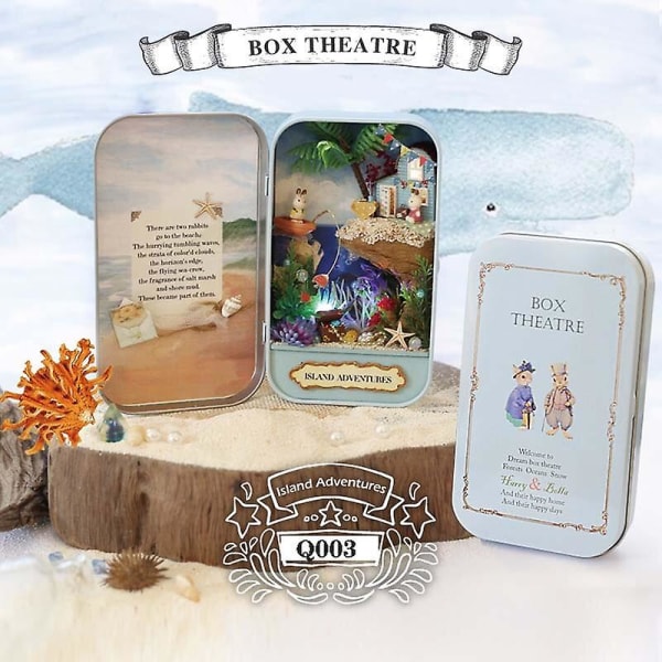 Box teater mini dockhus prefabricerad miniatyr DIY dockhus kit möbelfodral case för barn födelsedagspresenter Q002