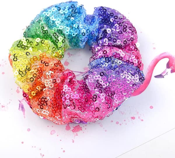 6 st Sequin Scrunchies Glitter Hår Rep Hållare Jul Paljetter Hår Random color