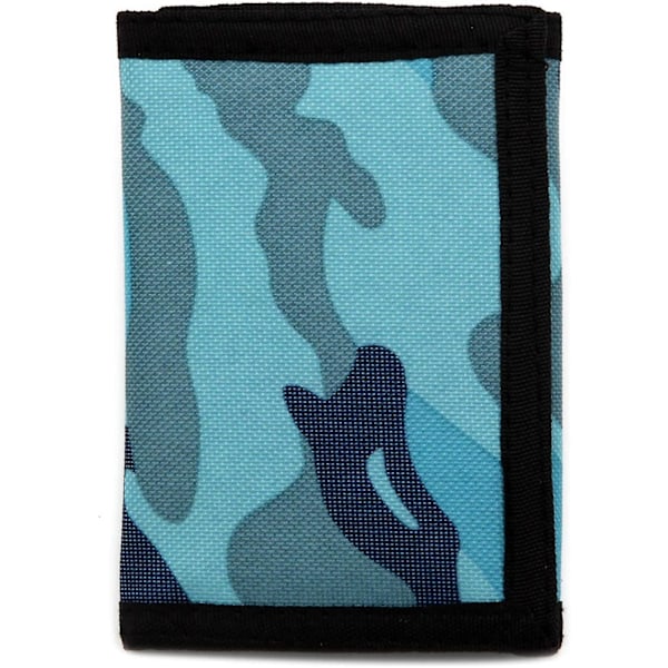 RFID Trifold Canvas Camouflage Tegnebog til Mænd, Mini Møntpung med Lynlås og Forlomme til Børn (Blå), Lille Blå -