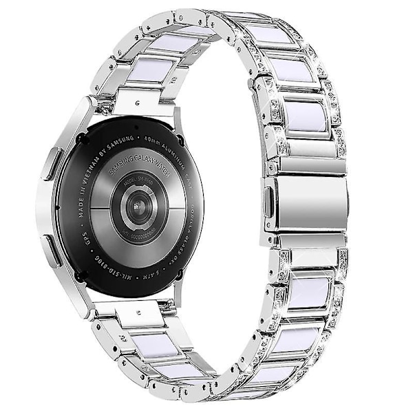 Urrem i rustfrit stål + resin til Huawei Watch GT 2 42mm / Watch 2 / Honor Magic Watch 2 42mm Sliver  White