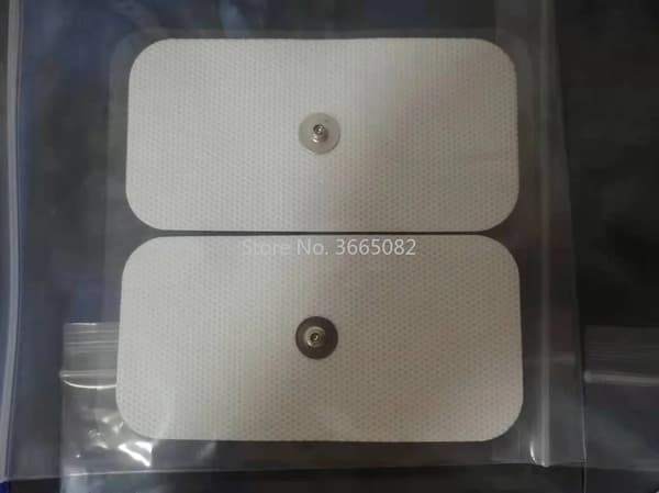 10st 5x10cm Ersättningsrektangulära stora elektrodplattor för Tens EMS Compex Elektrisk Stimulator Dubbla Snäppelektroder~03508