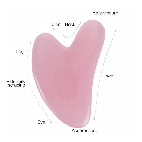 2 st/set Gua Sha Sten Ansiktsmassage Sten Rosenkvarts Jade Sten Ansiktsmassage Roller Gua Sha Skrapa~03483
