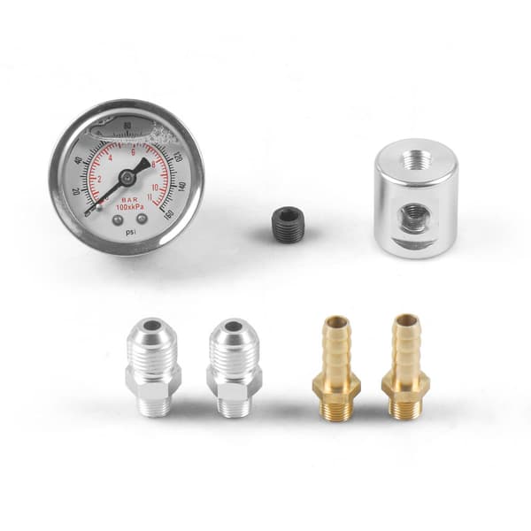Bilmodifiering 1/8NPT universal bränsletrycksmätare 0-160 psi med T-adapter