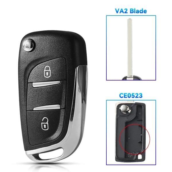 VA2 Ce0523 Modificeret bilnøgle til Peugeot 306 407 807 Partner