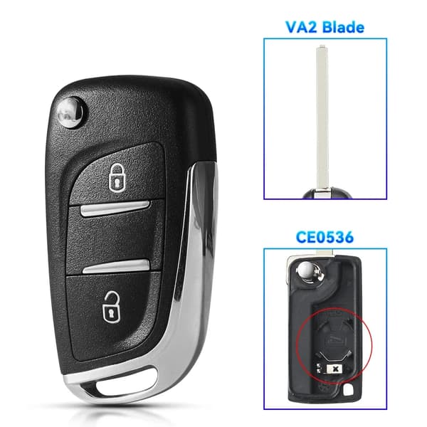 VA2 CE0536 Modificeret bilnøgle til Peugeot 306 407 807 Partner