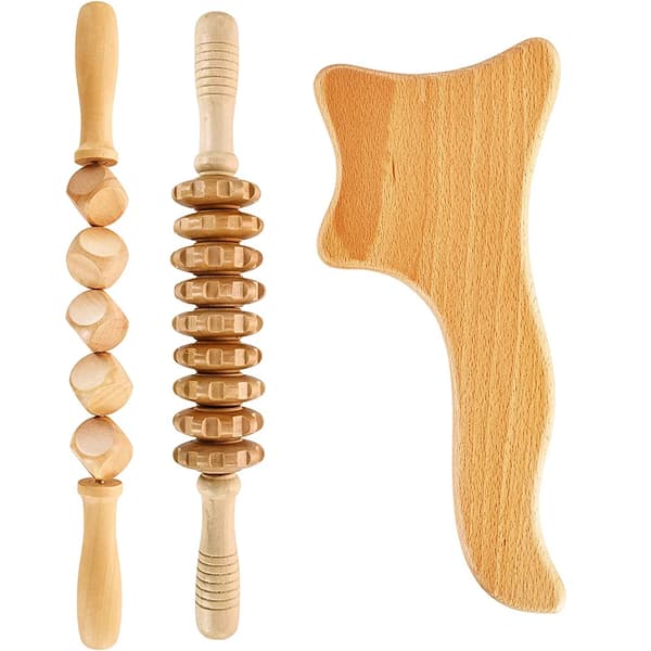 Træterapi Massageværktøjer Professionelt Komplet Sæt til Træmassager Maderoterapi til Kropsformning, Anti-Cellulite, Muskelafslapning~06034