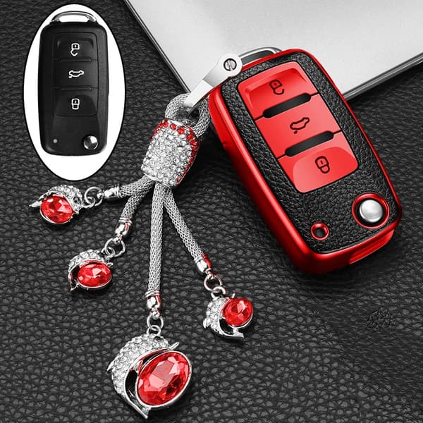 Læder + TPU Bilnøgle Cover Etui Til Volkswagen VW POLO Tiguan Passat B5 B6 B7 Golf EOS Scirocco Jetta MK6 Octavia Tilbehør