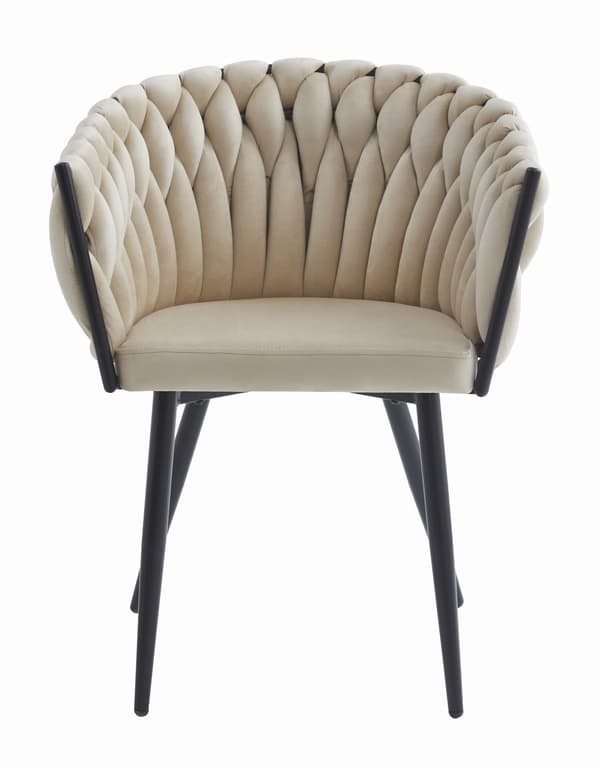 Valora MAYAN Stol Beige Sammet Svarta Ben