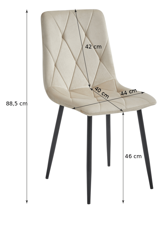 Valora Tyra Stol silvergrå sammet / svarta ben x 3